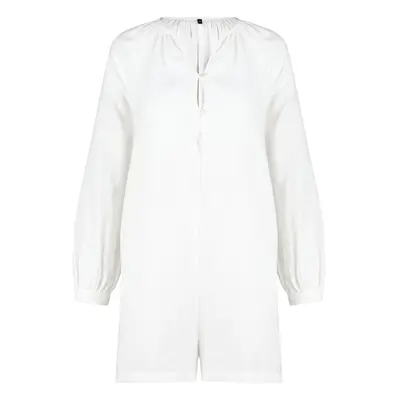 Trendyol White Woven Muslin 100% Cotton Overalls