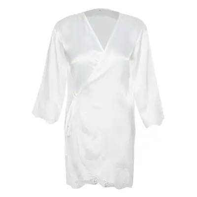 Trendyol Bride White Satin Lace and Tie Detailed Woven Dressing Gown