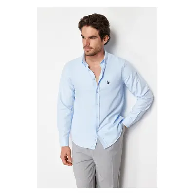 Trendyol Light Blue Slim Fit Embroidered Easy Iron Smart Shirt