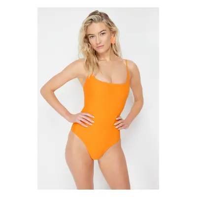 Trendyol Orange Square Neck Regular Swimsuit