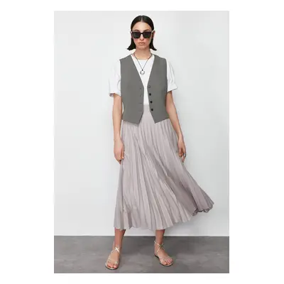 Trendyol Gray Pleated Woven Skirt