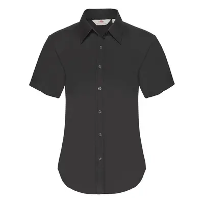 Black Poplin Shirt With Short Sleeves Fruit Of The Loom