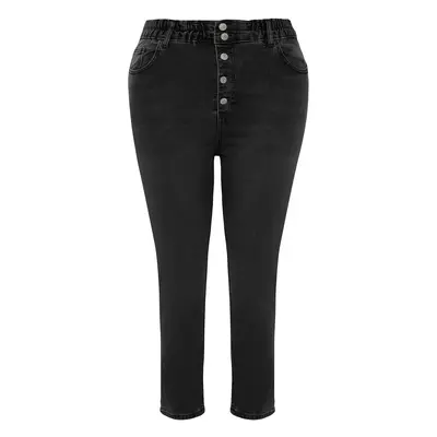 Trendyol Curve Gray Elastic Waist Flexible Skinny Jeans