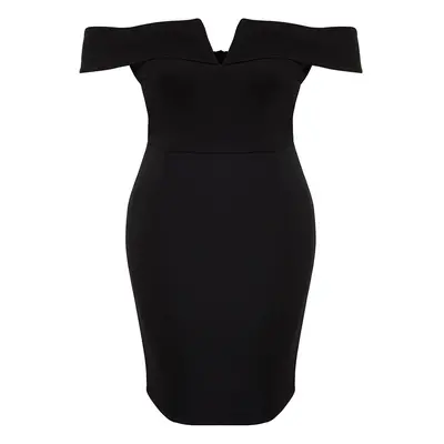 Trendyol Curve Black Double Layer Collar Detailed Knitted Dress