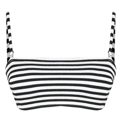 Trendyol Black-White Strapless Textured Hipster Bikini Top