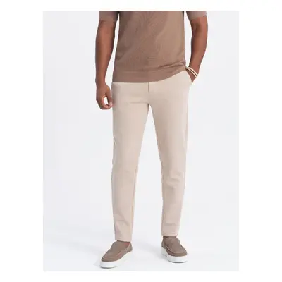 Ombre CARROT men's pants in structured two-tone knit - beige