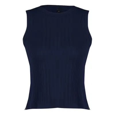 Trendyol Navy Blue Crop Basic Top Knitwear Blouse