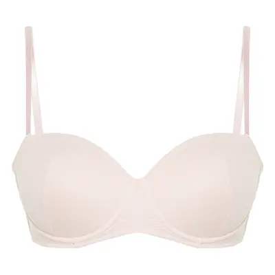 Trendyol Curve Light Pink Ribbed Strapless Bra