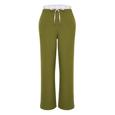 Trendyol Curve Khaki Flexible Waist Wide Leg/Wide Cut Woven Fabric Trousers