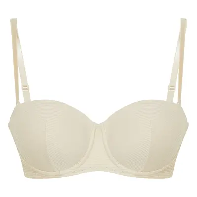 Trendyol Curve Beige Ribbed Strapless Bra