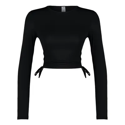 Trendyol Black Swim Tunnel Long Sleeve Bikini Top