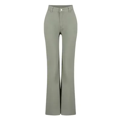 Trendyol Khaki Pocket Detailed High Waist Wide Leg Jeans