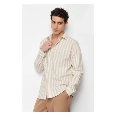 Trendyol Stone Regular Fit Striped Shirt