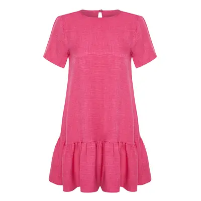 Trendyol Pink Straight Cut Skirt Flounce Mini Woven Dress