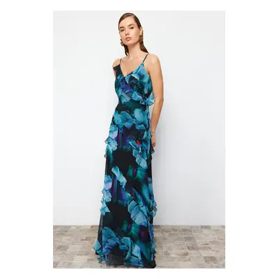 Trendyol Multicolored Ruffled Woven Long Evening Dress