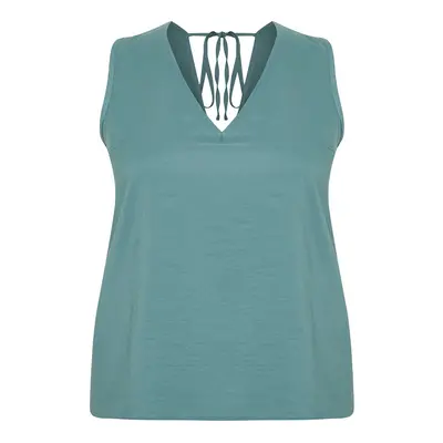 Trendyol Curve Green Basic Woven Blouse