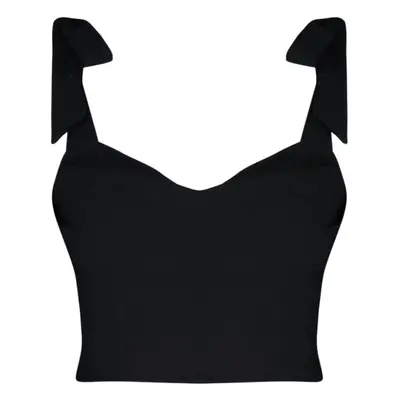 Trendyol Black Crop Tie Detailed Woven Bustier