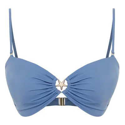 Trendyol Blue Strapless Premium Accessorized Mix&Match Bikini Top