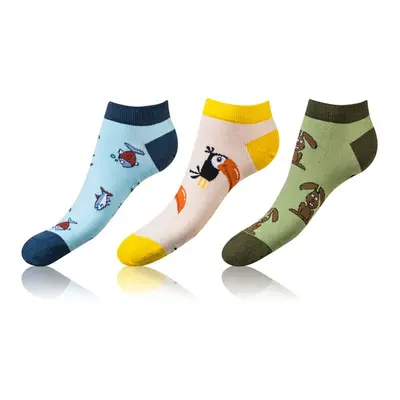 Sada tří párů unisex ponožek v modré, žluté a zelené barvě Bellinda CRAZY IN-SHOE SOCKS 3x