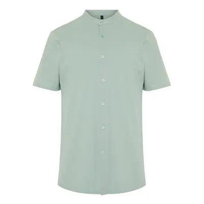 Trendyol Mint Slim Fit Judge Collar Short Sleeve Knitted Pique Summer Shirt