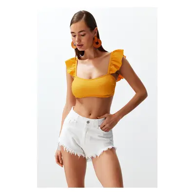 Trendyol White Denim Tassel Beach Shorts