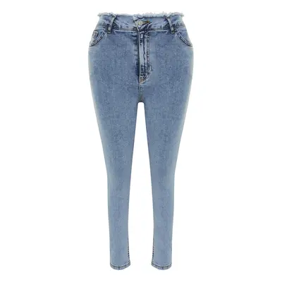 Trendyol Curve Light Blue Tassel Detailed Elastic Skinny Jeans