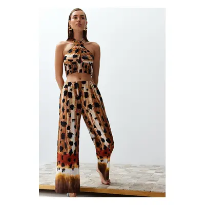 Trendyol Beachwear Leopard Patterned Woven 100% Cotton Blouse Trouser Set