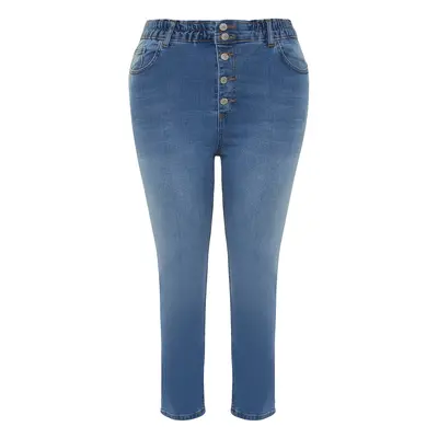 Trendyol Curve Blue Elastic Waist Flexible Skinny Jeans