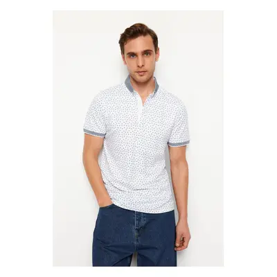 Trendyol White Regular/Normal Cut Patterned Polo Neck T-shirt