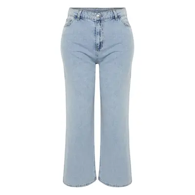 Trendyol Curve Blue High Waist Straight Fit Jeans