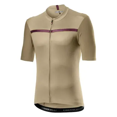 Pánský cyklistický dres Castelli Unlimited Jersey Dark Sand/Bordeaux