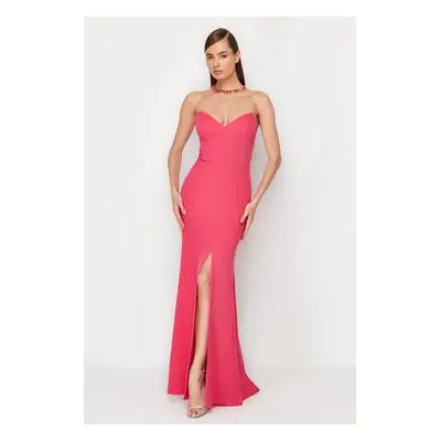 Trendyol Fuchsia Fitted Woven Elegant Evening Dress