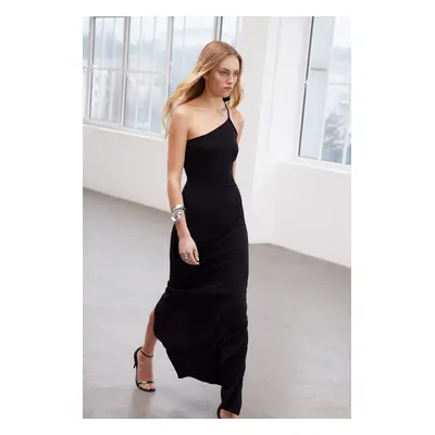 Trendyol Limited Edition Black Fitted Knitted Evening Long Evening Dress