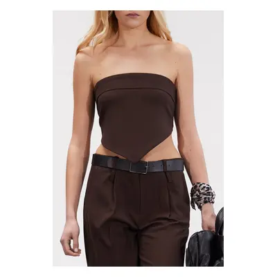 Trendyol Limited Edition Brown Strapless Woven Blouse