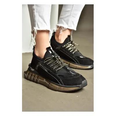 Fox Shoes R820201002 Black Suede Stone Detailed Sneakers Sneakers