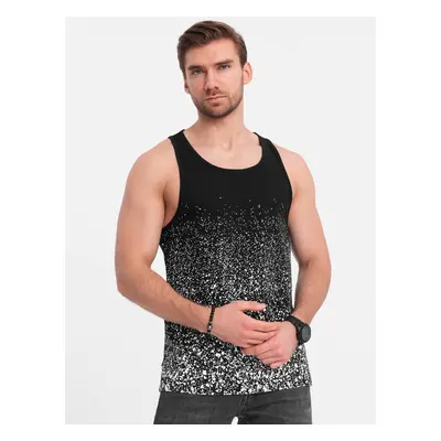 Ombre Men's cotton tank top with gradient print - black