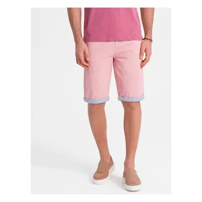 Ombre Men's chinos shorts with contrasting turn-up