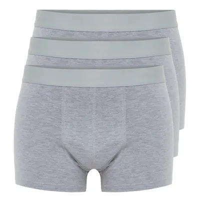 Trendyol Gray Melange Pack Basic Plain Cotton Boxers