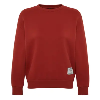 Trendyol Tile Label Detailed Regular Crew Neck Knitted Sweatshirt