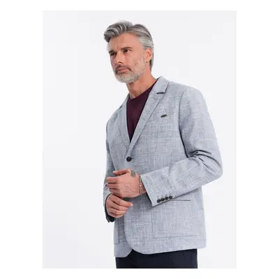 Ombre Men's REGULAR cut jacket with linen - light blue