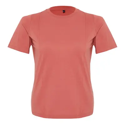 Trendyol Curve Basic 100% Cotton Knitted T-shirt with Tile Stitching Detail