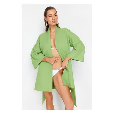 Trendyol Mini Woven 100% Cotton Kimono & Kaftan with Green Belt