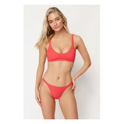 Trendyol Červený Bralet Seřasený Bikiny Set