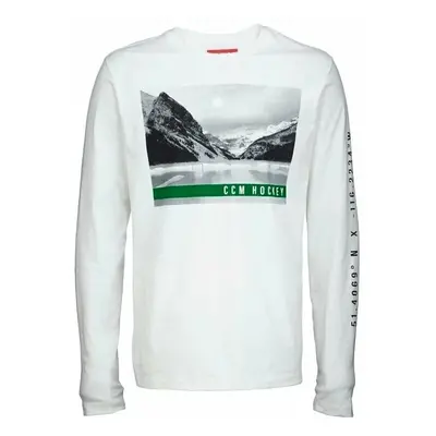 Pánské tričko CCM NOSTALGIA POND L/S TEE SR White