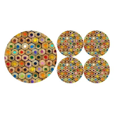 Bertoni Home Unisex's 1+4 Round Table Pads Set Crayons