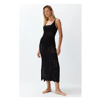 Trendyol Black Bodycon Maxi Knit Slit Beach Dress