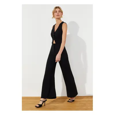 Trendyol Black Wide Leg Window Detailed Maxi Woven Jumpsuit