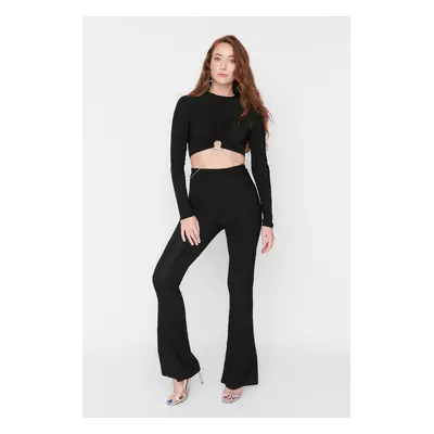 Trendyol Black Knitted Jumpsuit with Chain Detail on the Waist