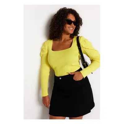 Trendyol Curve Light Green Watermelon Sleeve Knitwear Blouse