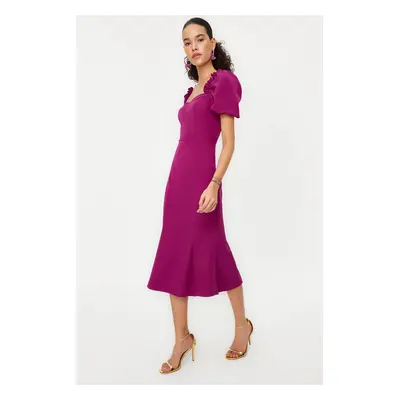 Trendyol Purple Collar Detailed Woven Elegant Evening Dress